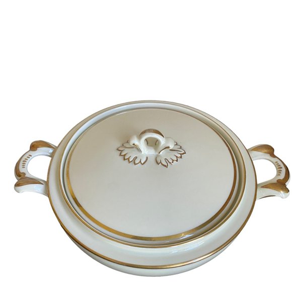 Antique CT Altwasser Ingeborg Cream Gold Rimmed Porcelain Covered Serving Dish - Picture 2 of 15